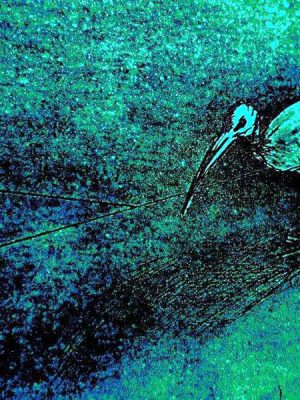 Mixed media print of ibis bird