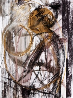 Mixed media drawing of human form