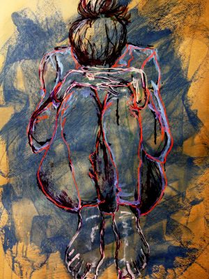 Mixed media drawing of human form