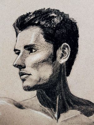 Portrait drawing of male face
