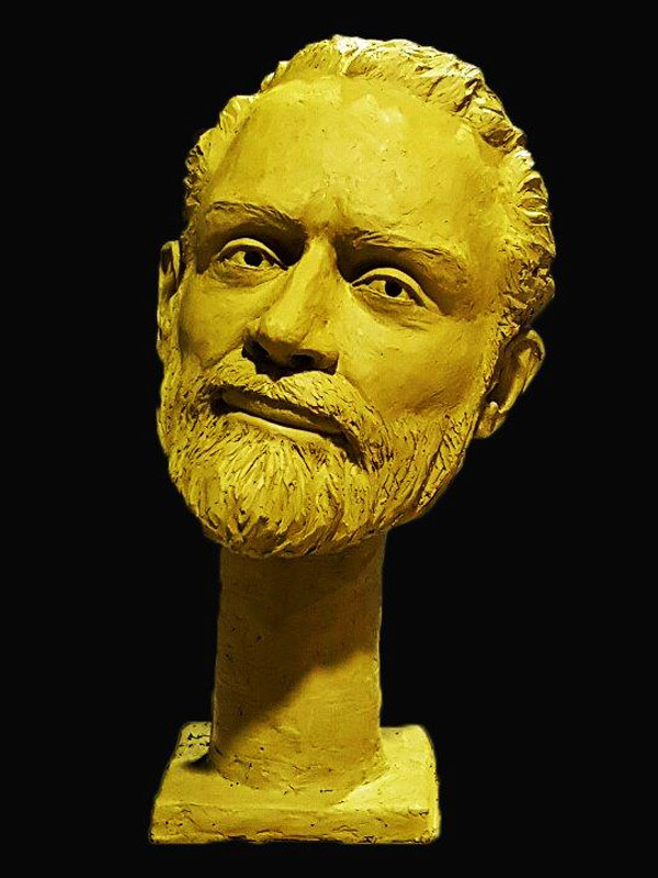 Bust sculpture of male face