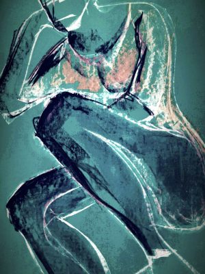 Mixed media drawing of human form