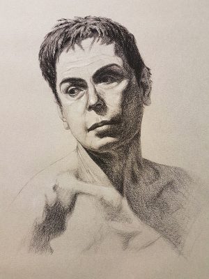 Portrait drawing of male face