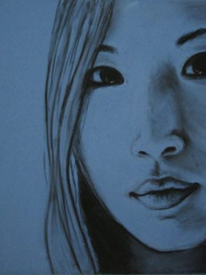 Portrait drawing of female face