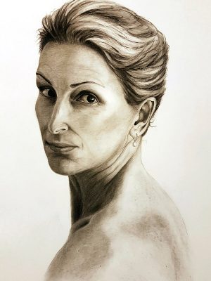 Self portrait drawing of female face