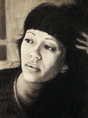 Portrait drawing of female face