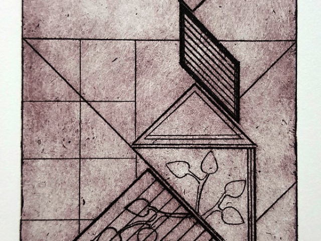 Print of geometric and organic shapes